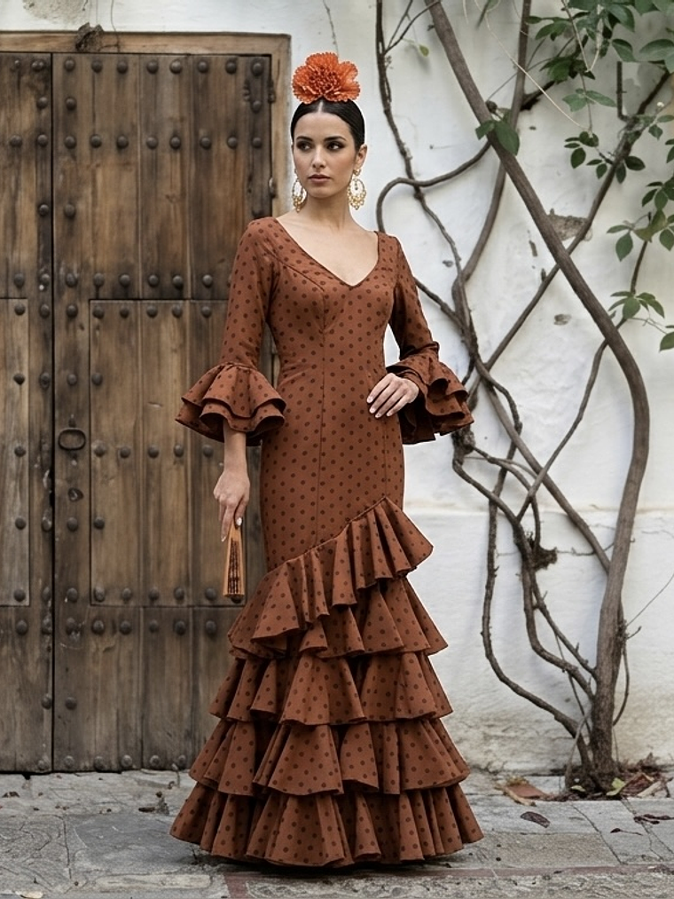 VESTIDO LUCÍA MARRÓN LUNAR OSCURO 1