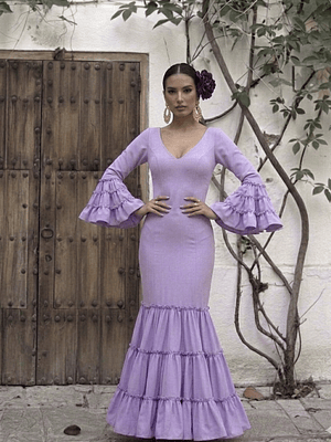 VESTIDO CARMEN LAVANDA LISO