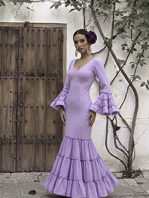 VESTIDO CARMEN LAVANDA LISO