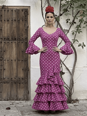 VESTIDO LUCÍA BUGANVILLA LUNAR BLANCO MEDIANO