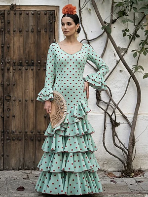 VESTIDO LUCÍA VERDE AGUA LUNAR CEREZA