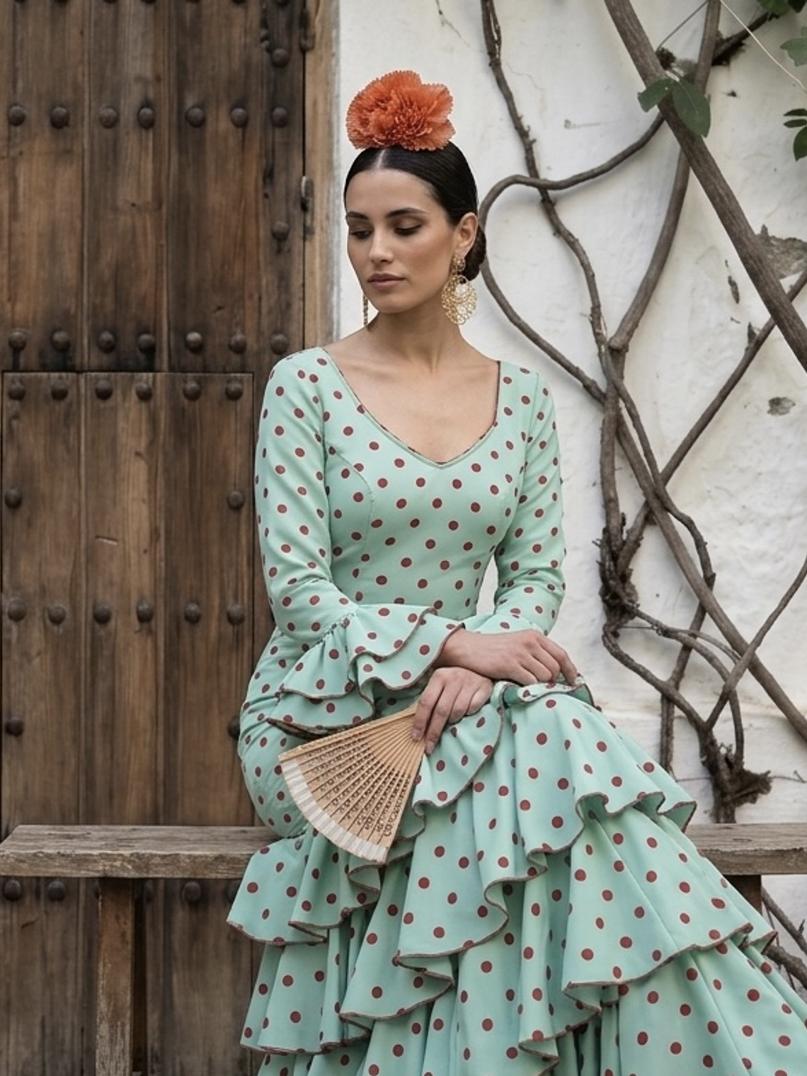 VESTIDO LUCÍA VERDE AGUA LUNAR CEREZA 1