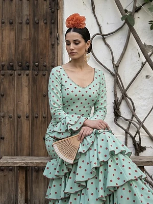 VESTIDO LUCÍA VERDE AGUA LUNAR CEREZA