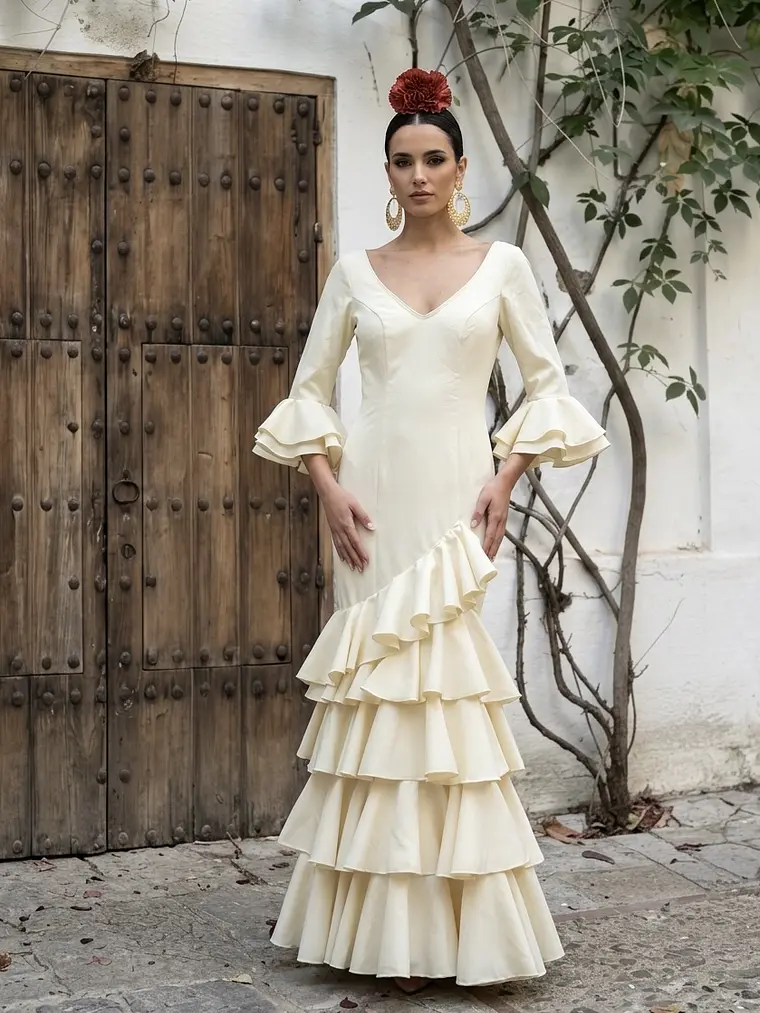 VESTIDO LUCÍA CREMA LISO 2
