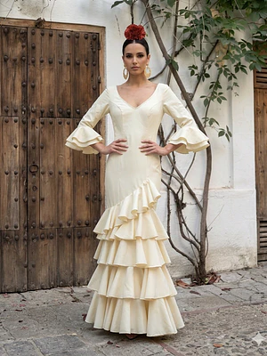 VESTIDO LUCÍA CREMA LISO