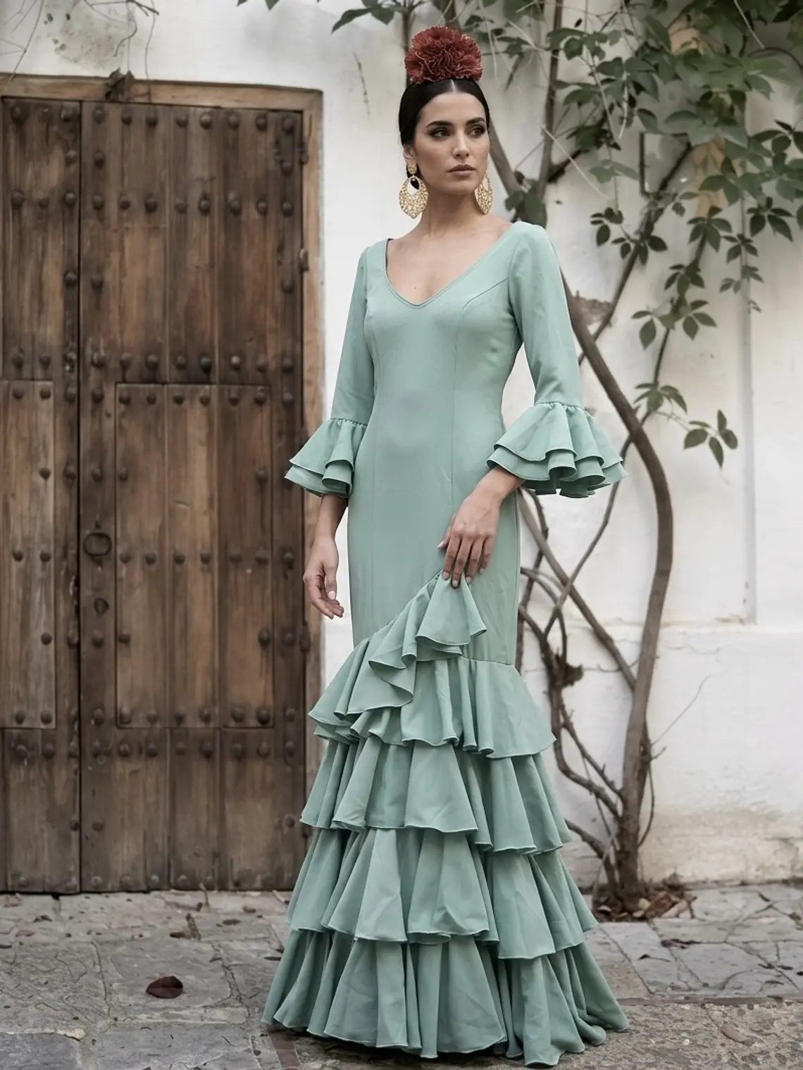 VESTIDO LUCÍA VERDE EMPOLVADO POLITECNO 1