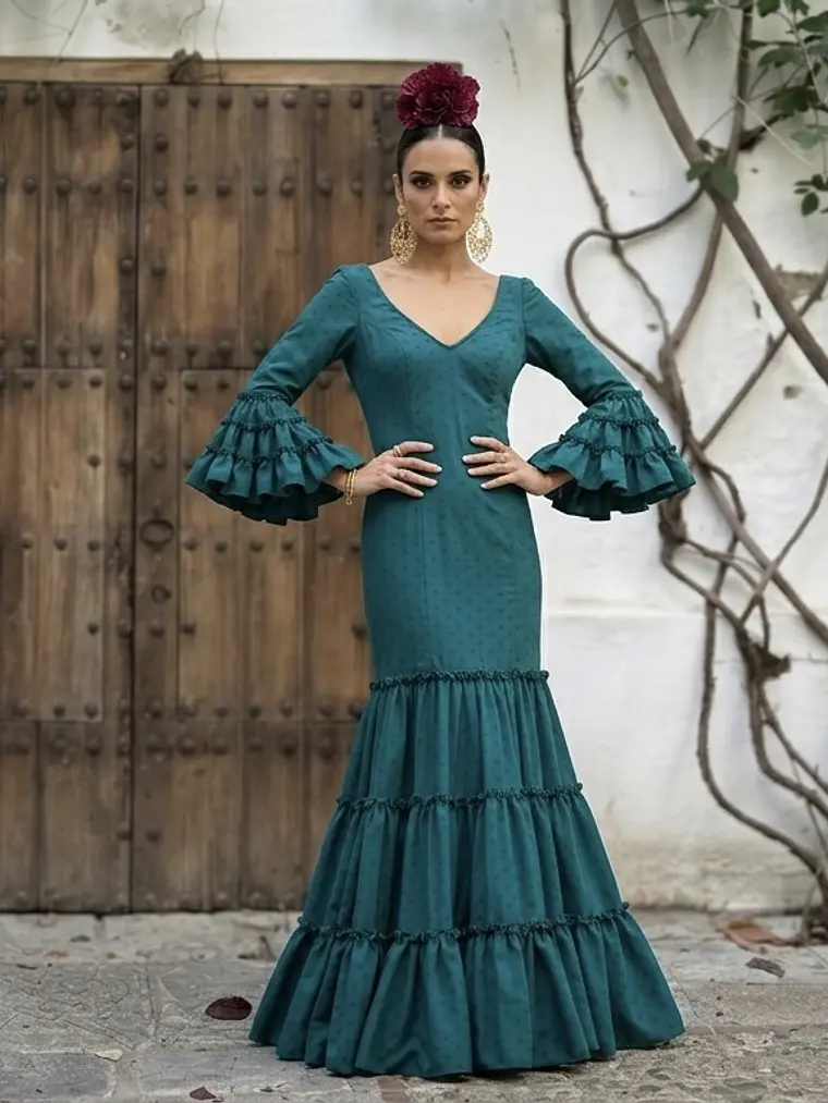 VESTIDO CARMEN VERDE PETRÓLEO LUNAR PETRÓLEO 1