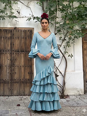 VESTIDO LUCÍA CELESTE LUNAR NEGRO PEQUEÑO