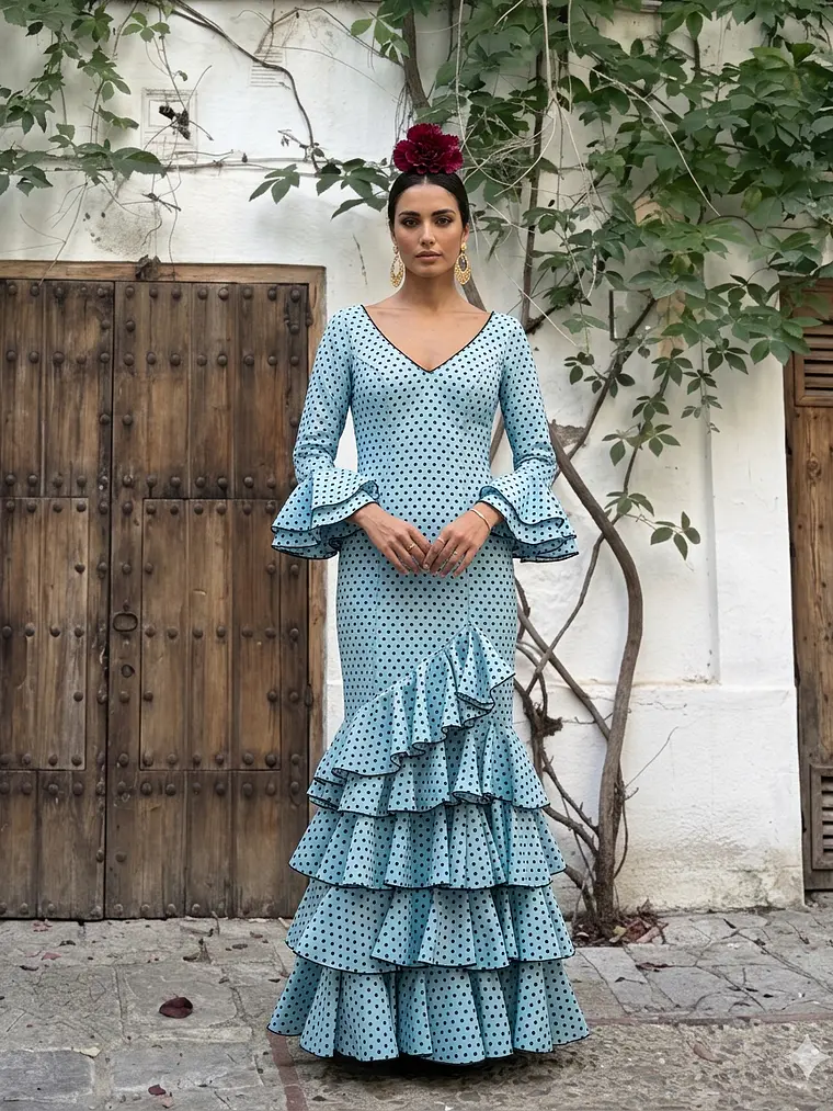 VESTIDO LUCÍA CELESTE LUNAR NEGRO PEQUEÑO 2