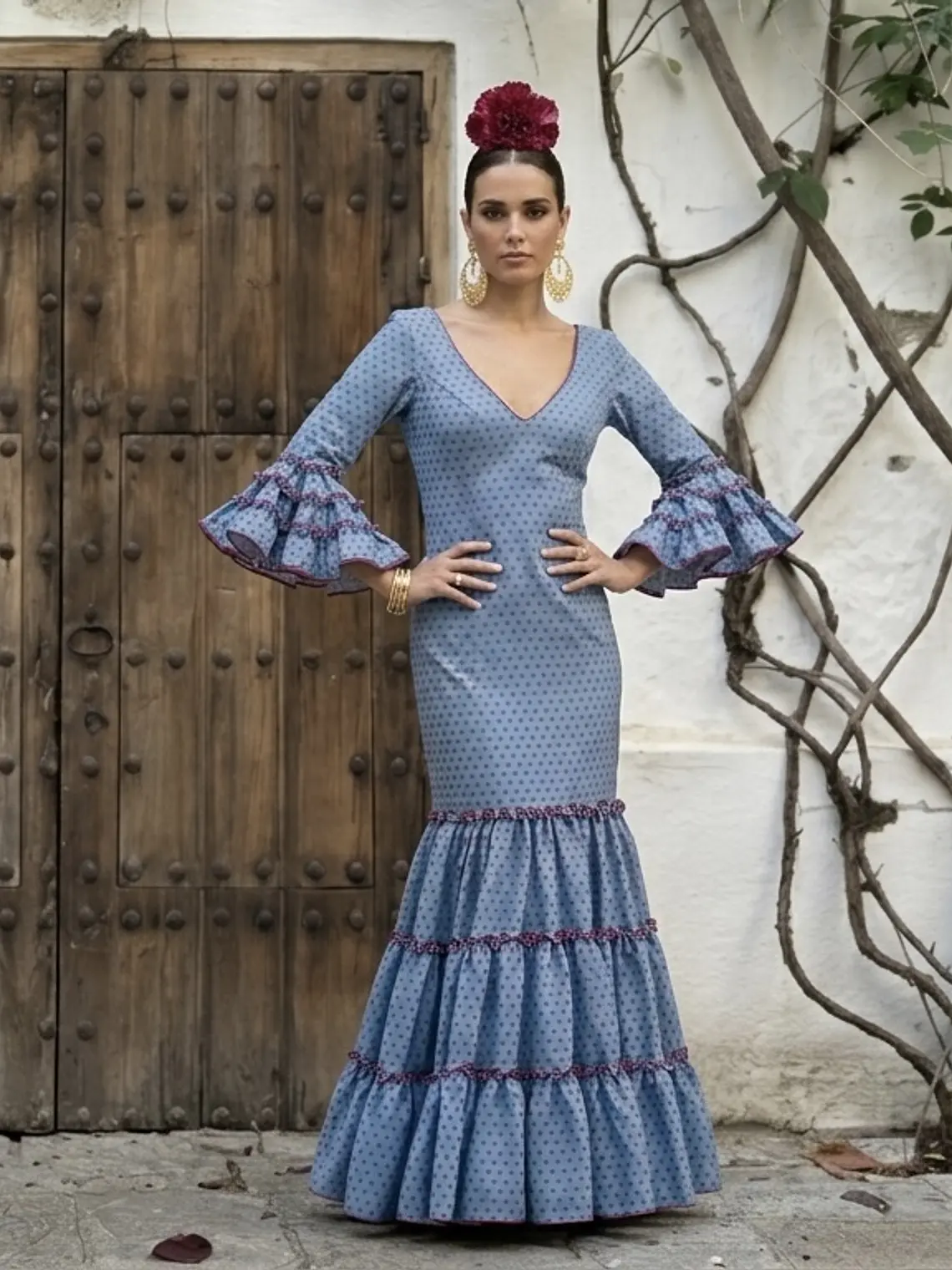 VESTIDO CARMEN CELESTE LUNAR CEREZA 1