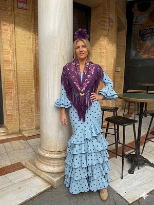 VESTIDO LUCÍA CELESTE LUNAR NEGRO MEDIANO