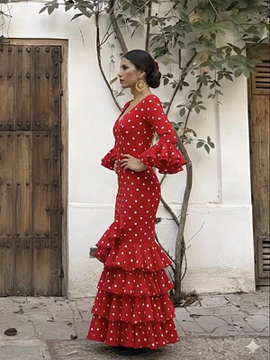 VESTIDO LUCÍA ROJO LUNAR BLANCO MEDIANO