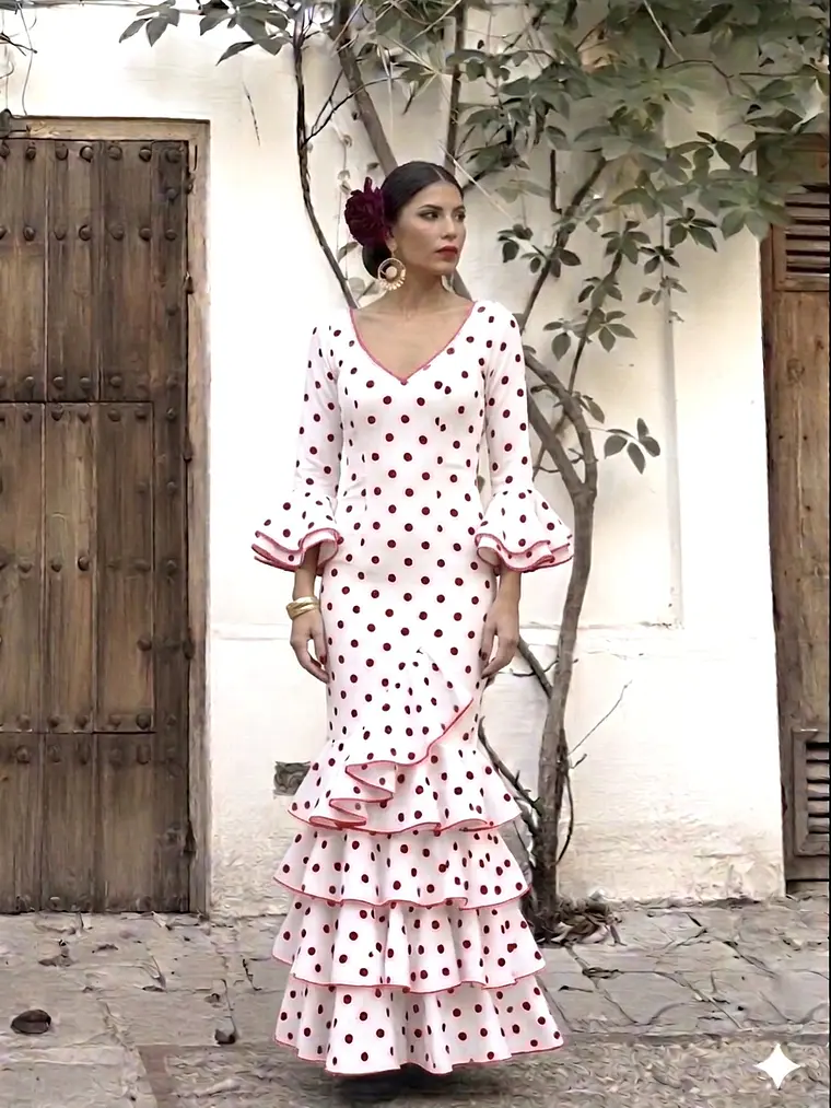 VESTIDO LUCÍA BLANCO LUNAR ROJO MEDIANO 3