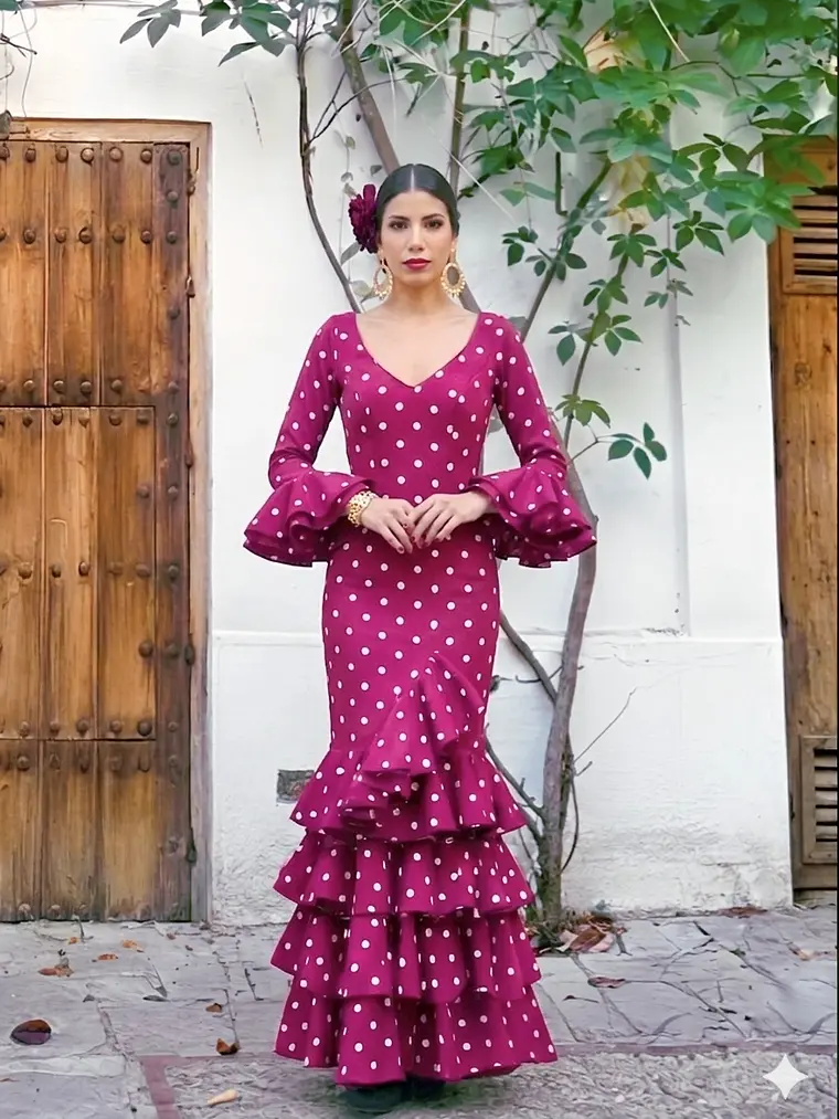 VESTIDO LUCÍA FRAMBUESA LUNAR BLANCO MEDIANO 1