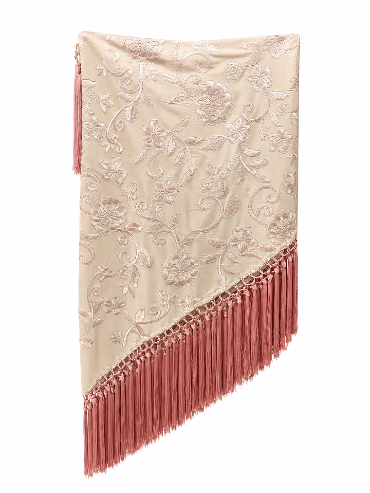 MANTONCILLO BEIGE BORDADO ROSA PALO 1