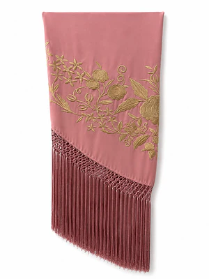 MANTONCILLO ROSA PASTEL BORDADO CHAMPÁN FLECO LARGO
