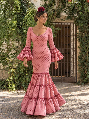 VESTIDO CARMEN MAQUILLAJE LUNAR BURDEOS PEQUEÑO