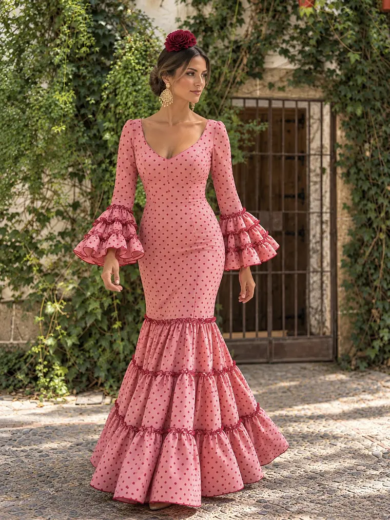 VESTIDO CARMEN MAQUILLAJE LUNAR BURDEOS PEQUEÑO 1