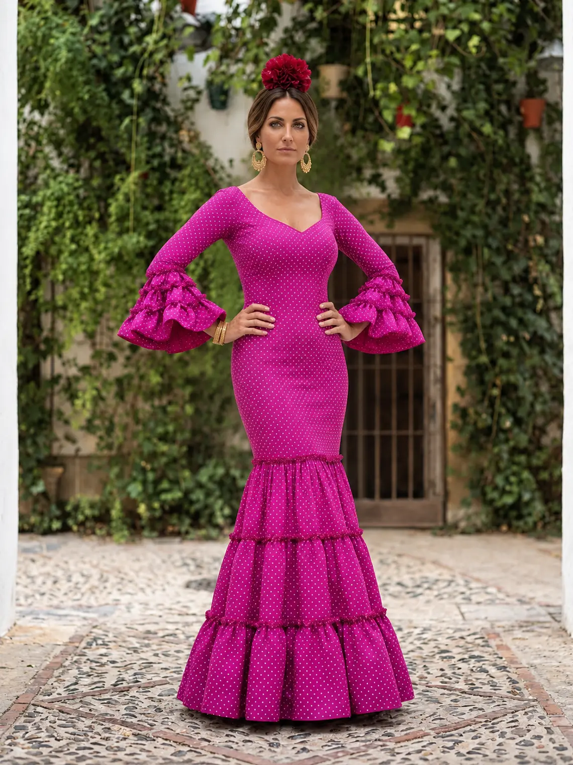 VESTIDO CARMEN FUCSIA MICROLUNAR BLANCO 1