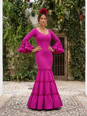 VESTIDO CARMEN FUCSIA MICROLUNAR BLANCO