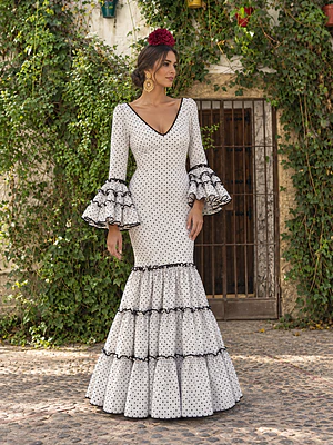 VESTIDO CARMEN BLANCO MICROLUNAR NEGRO