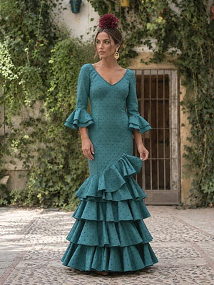 VESTIDO LUCÍA VERDE PETROLEO LUNAR PETROLEO