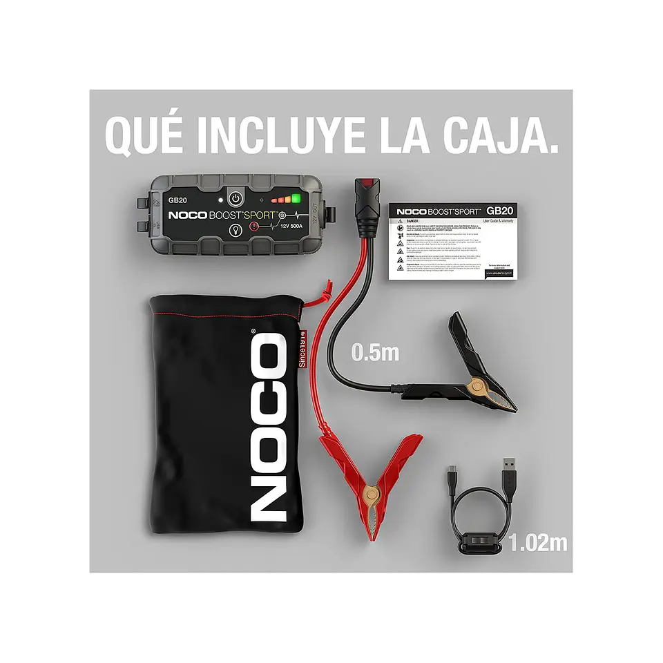 NOCO Boost Sport GB20 Arrancador de Batería de Litio 500A 7