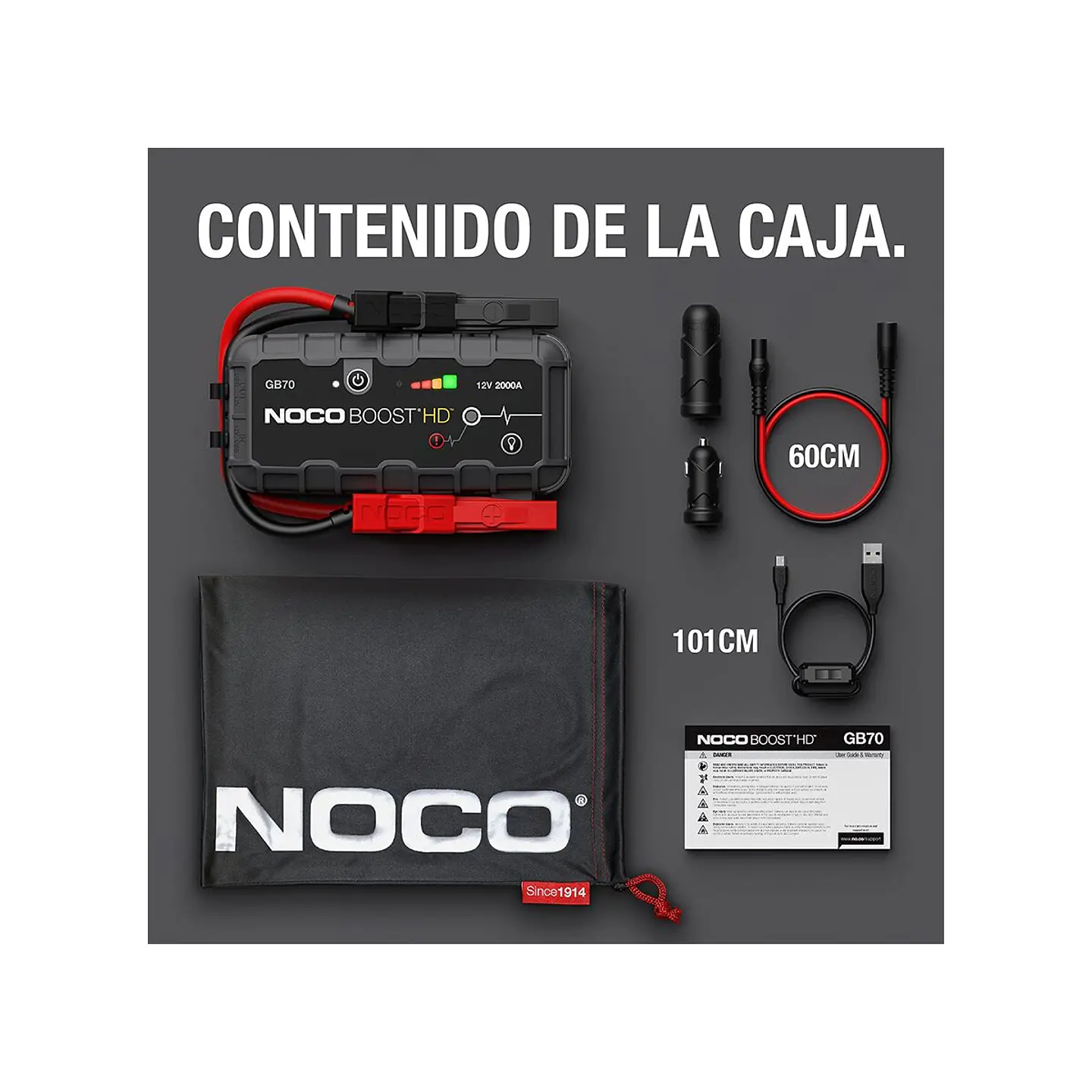 NOCO Boost HD GB70 Arrancador de Batería de Litio 2000A 6