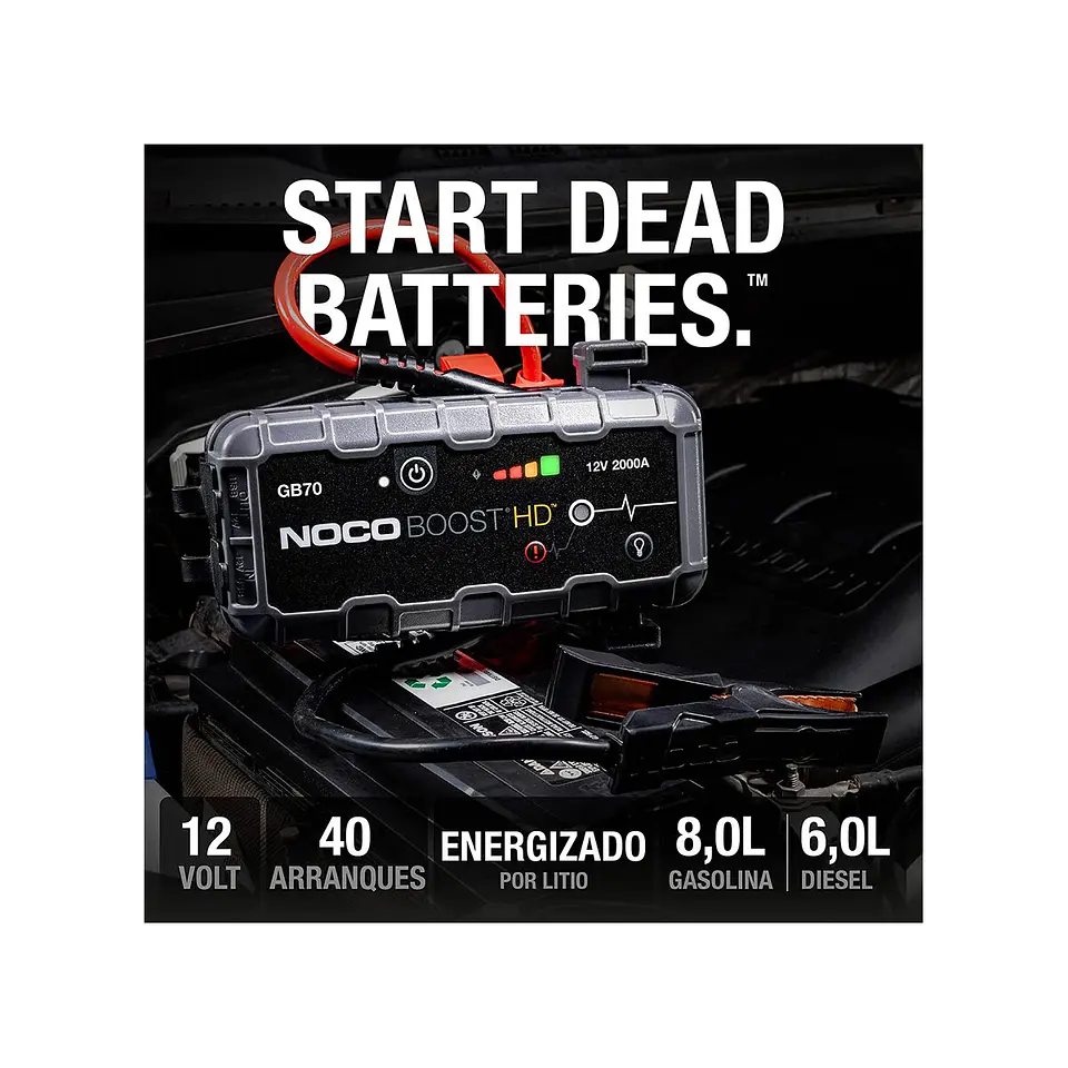 NOCO Boost HD GB70 Arrancador de Batería de Litio 2000A 3