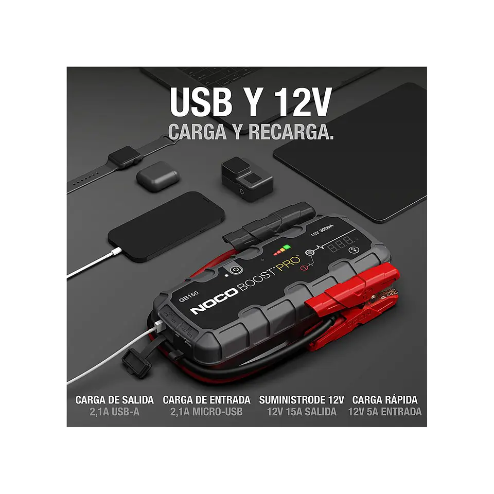 NOCO Boost PRO GB150 Arrancador de Batería de Litio 3000A 4