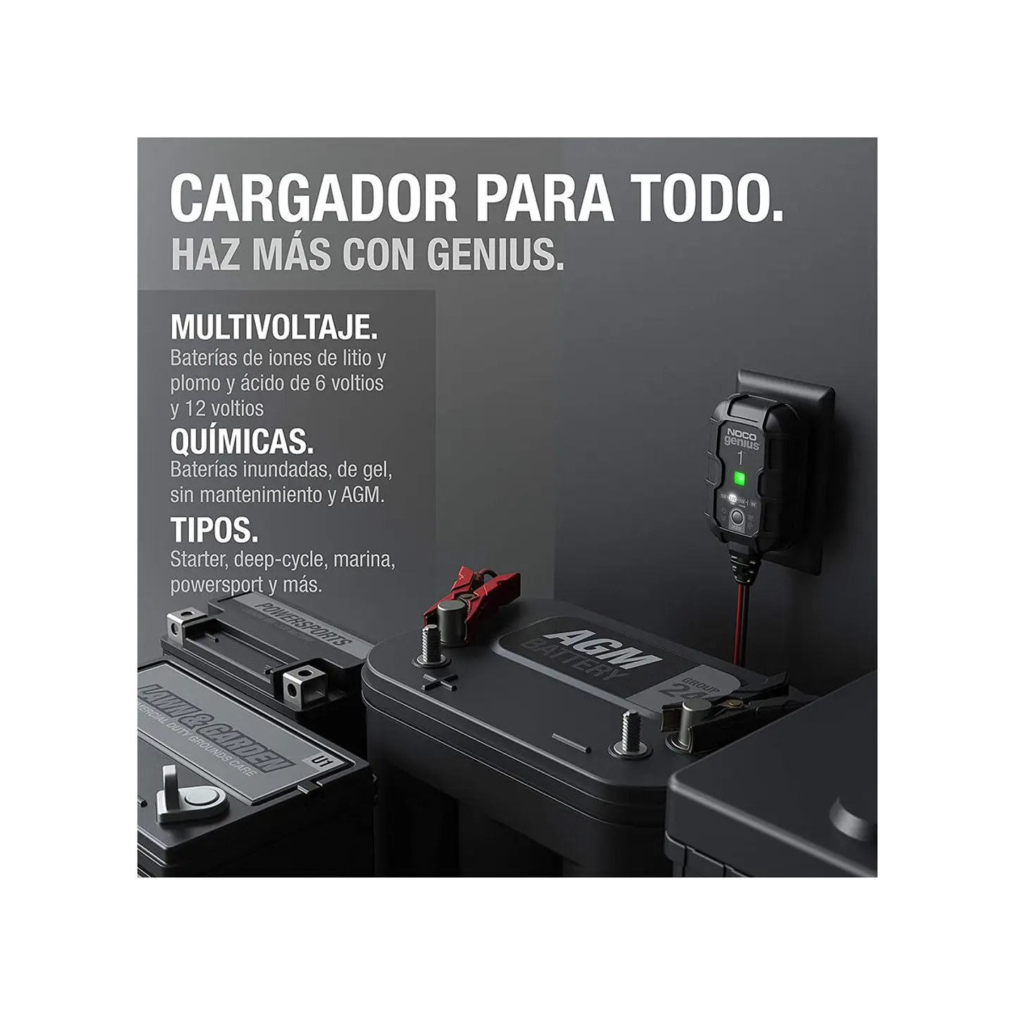 NOCO GENIUS1 Cargador y Mantenedor Inteligente de Baterías 6V/12V 1A 3