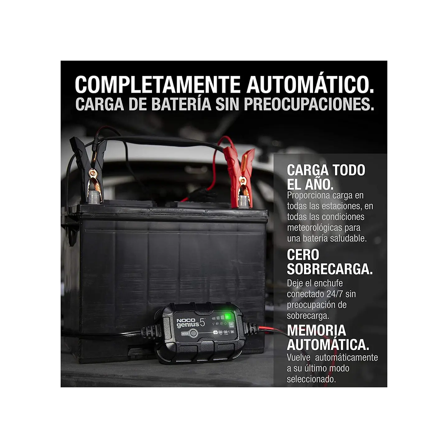 NOCO GENIUS5 Cargador y Mantenedor Inteligente de Baterías 6V/12V 5A 7