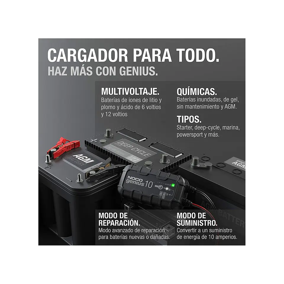 NOCO GENIUS10 Cargador y Mantenedor Inteligente de Baterías 6V/12V 10A 2