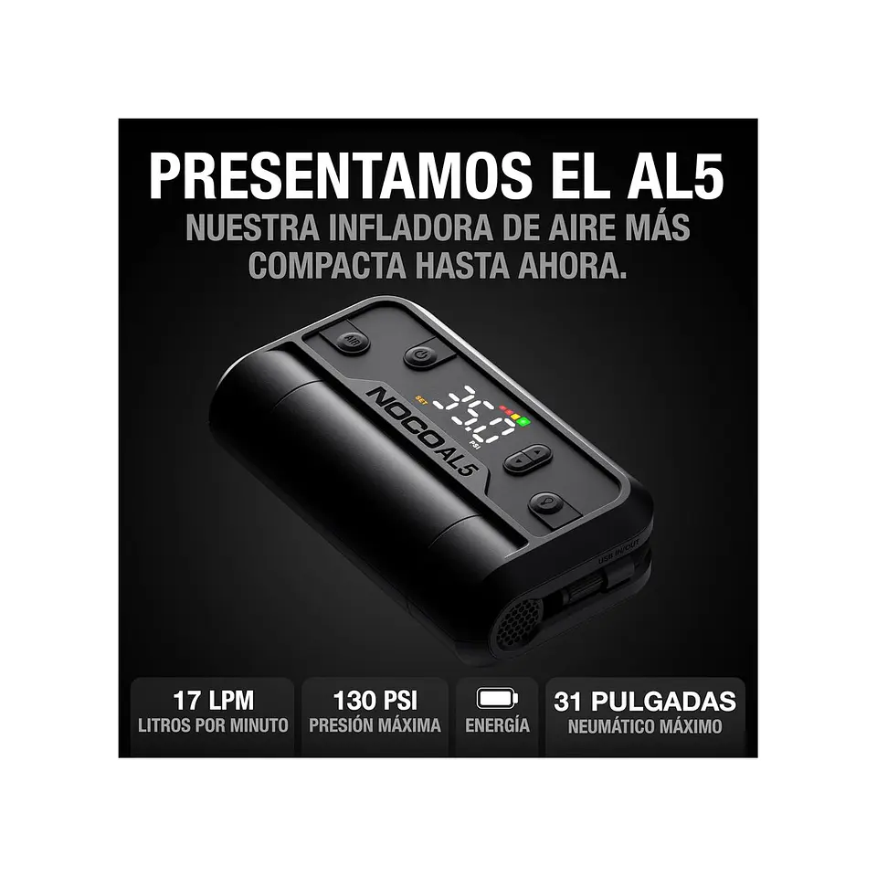 NOCO AL5 Inflador de Aire Portátil con Batería de Litio 130 PSI 2