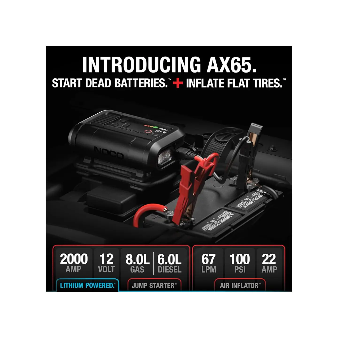 NOCO AX65 Boost X Arrancador de Batería 2000A con Compresor de Aire Integrado 2