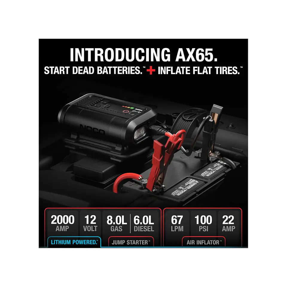NOCO AX65 Boost X Arrancador de Batería 2000A con Compresor de Aire Integrado 2
