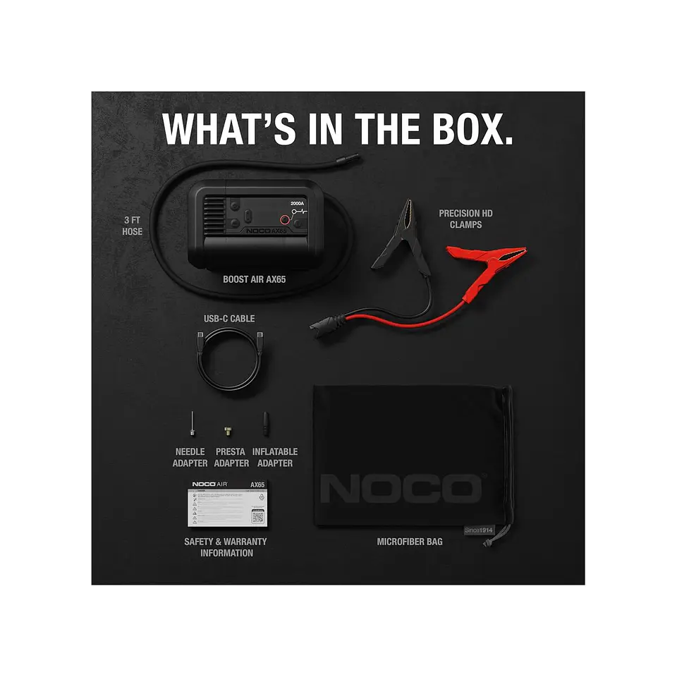 NOCO AX65 Boost X Arrancador de Batería 2000A con Compresor de Aire Integrado 7