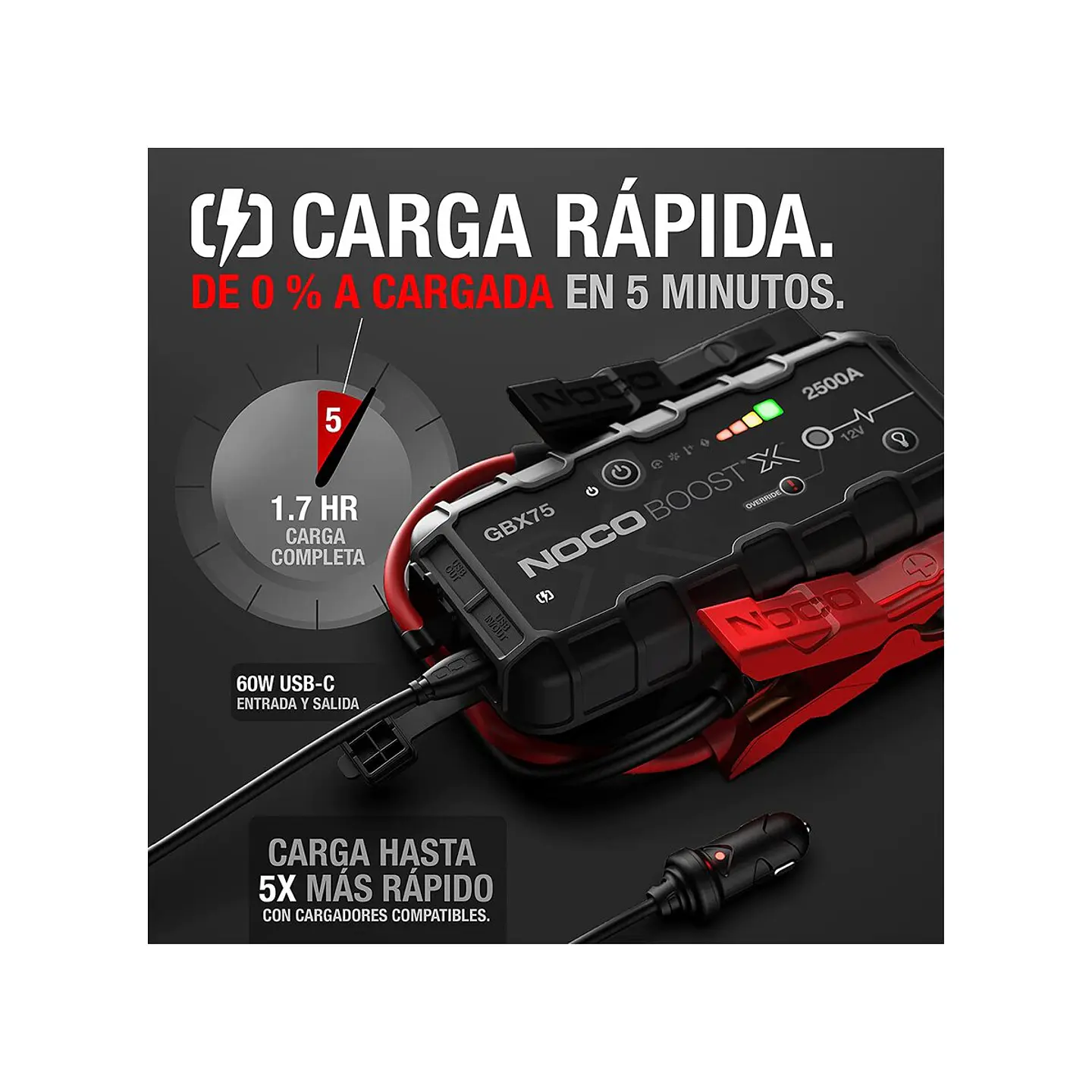 NOCO Boost X GBX75 Arrancador de Batería de Litio 2500A 4