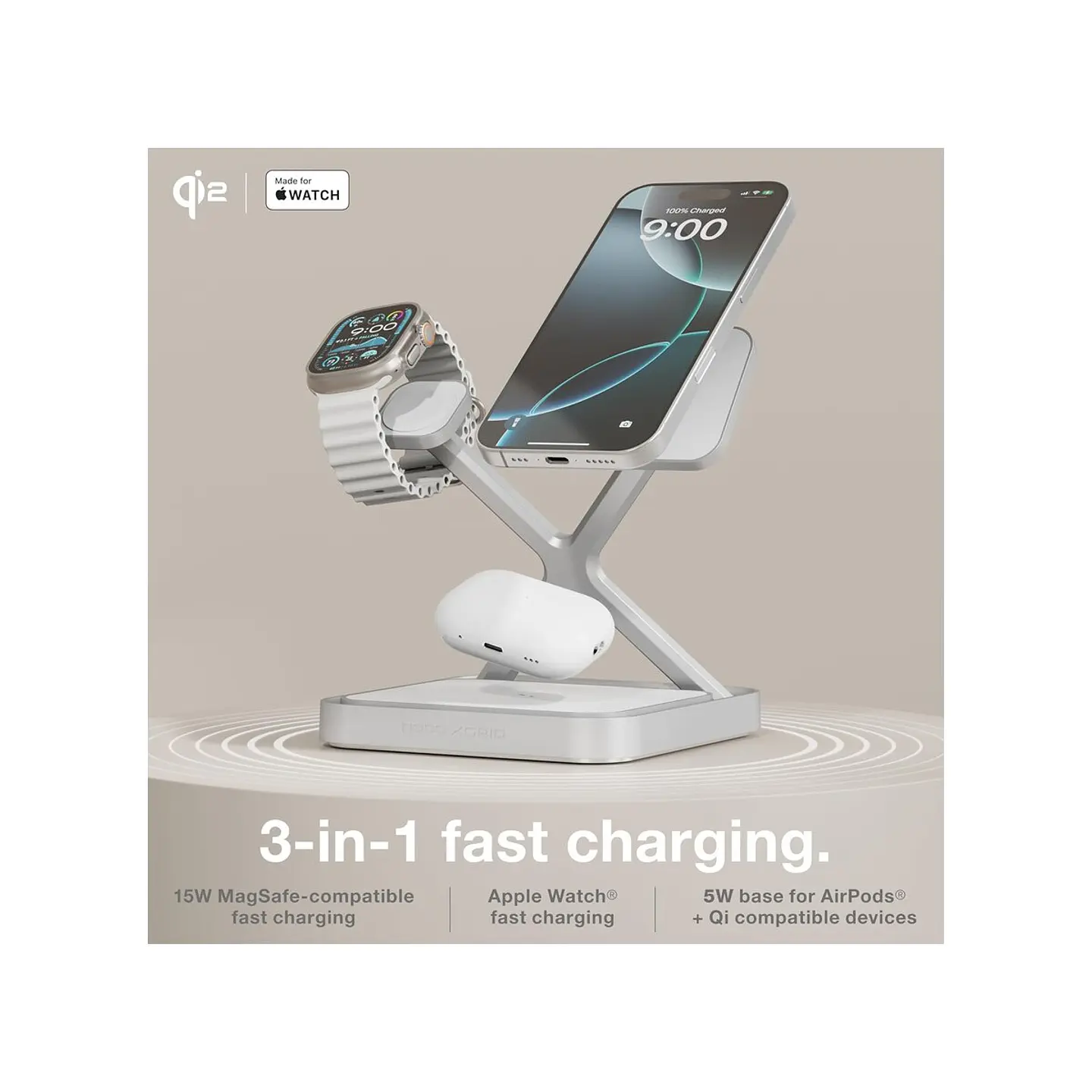 NOCO XGRID XDS3 Base de Carga Inalámbrica 3 en 1 Qi2 con Soporte 9
