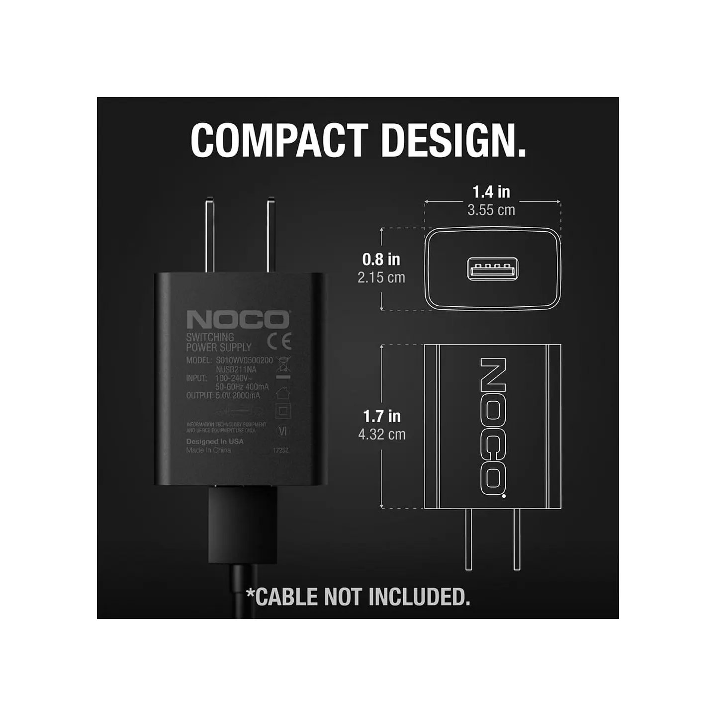 NOCO NUSB211NA Cargador USB-A de Pared 10W 5