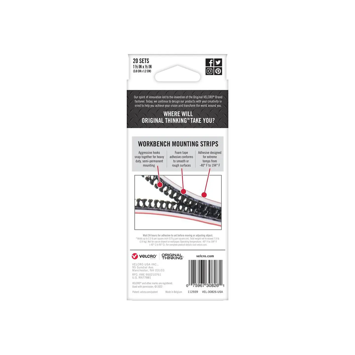 Cinta Velcro Workbench Mounting Strip 20 Piezas 2