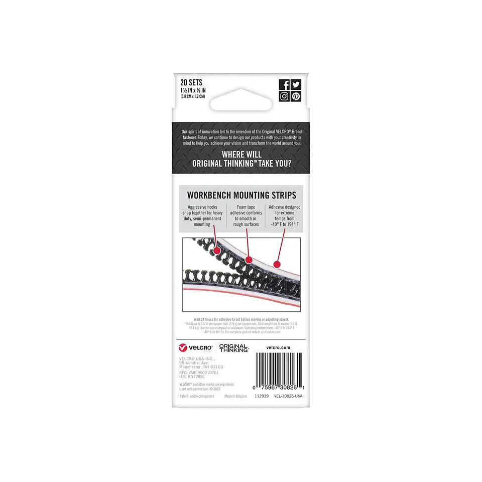 Cinta Velcro Workbench Mounting Strip 20 Piezas 2