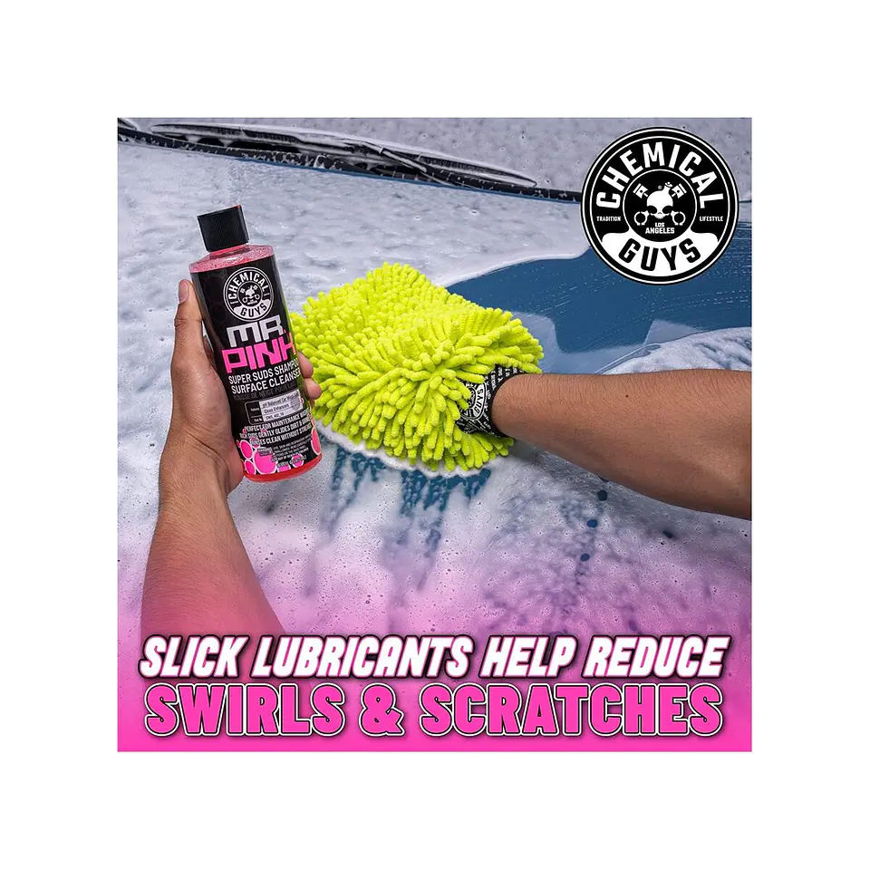 Chemical Guys Mr. Pink Car Wash Soap & Chenille Wash Mitt Kit 4