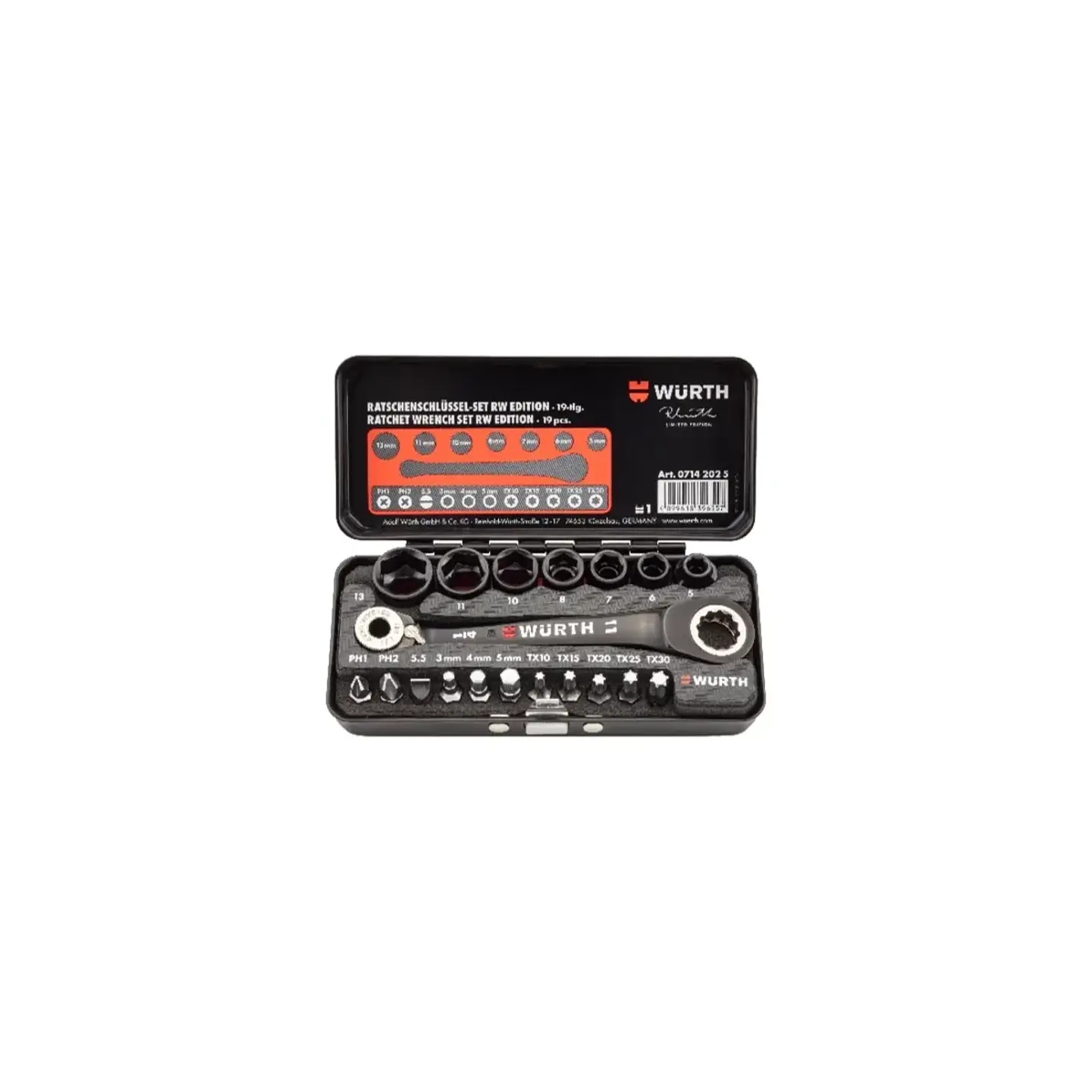 Würth Juego de Dados y Puntas de 19 Piezas Edición RW 1