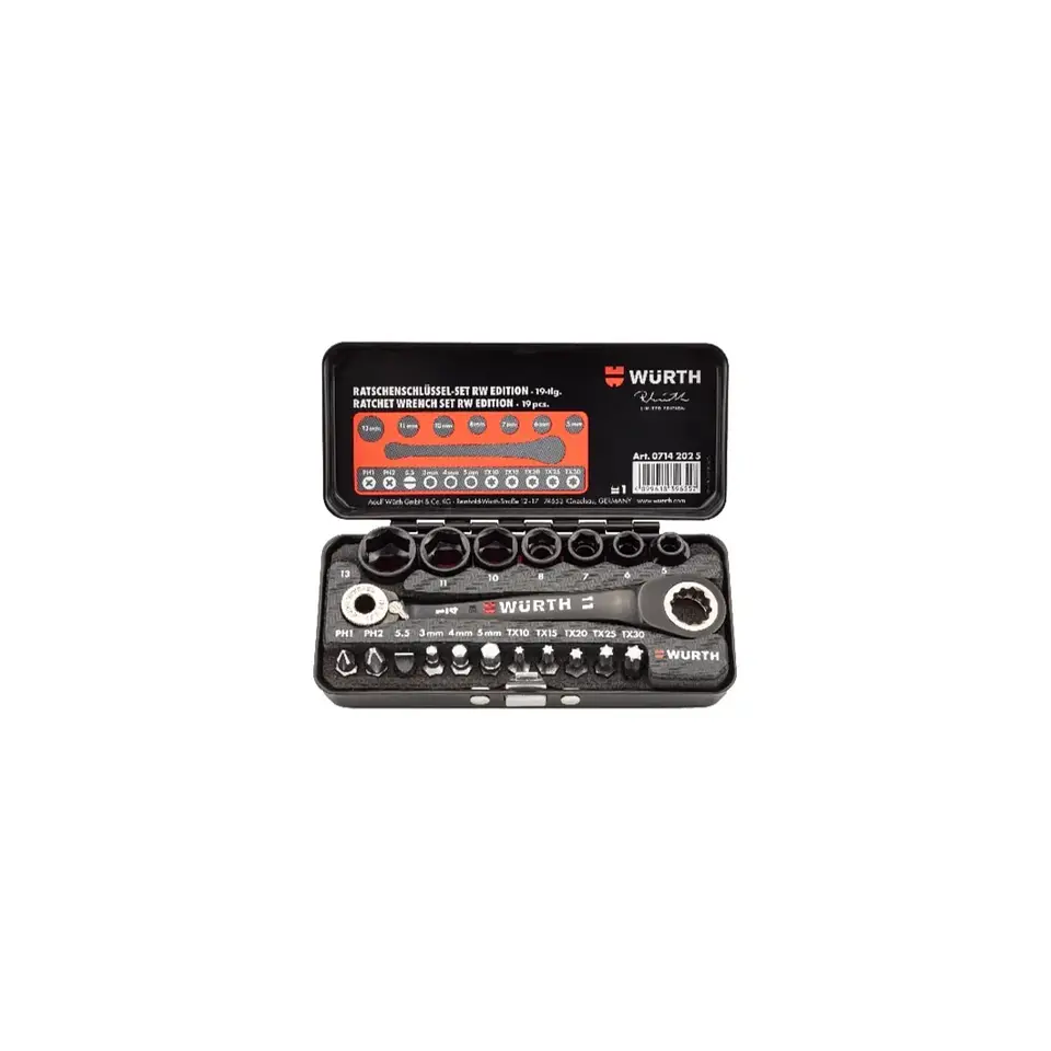 Würth Juego de Dados y Puntas de 19 Piezas Edición RW 1