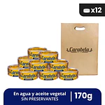 OFERTA DEL MES: Grated de atún en aceite vegetal Carabela - Pack x12 +1 ventresca de atún GRATIS
