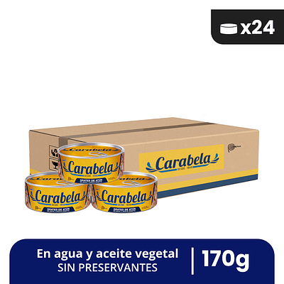 Grated de atún en aceite vegetal Carabela - Caja x24