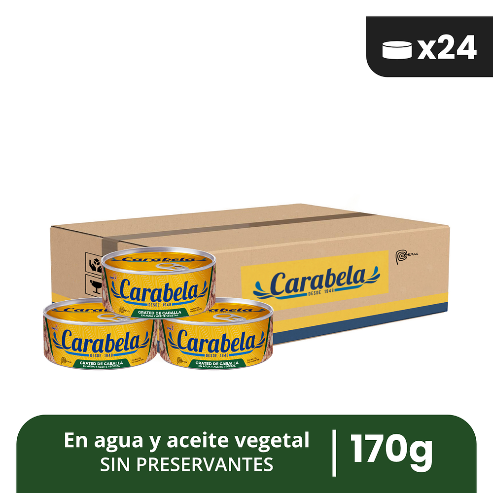 Grated de caballa en aceite vegetal Carabela - Caja x24