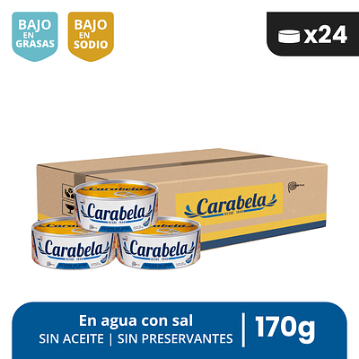 Filetes de Atún en agua y sal Carabela - Caja x24