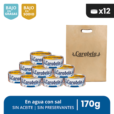 Filetes de Atún en agua y sal Carabela - Pack x12